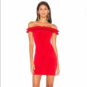 Red ruffle revolve dress XS